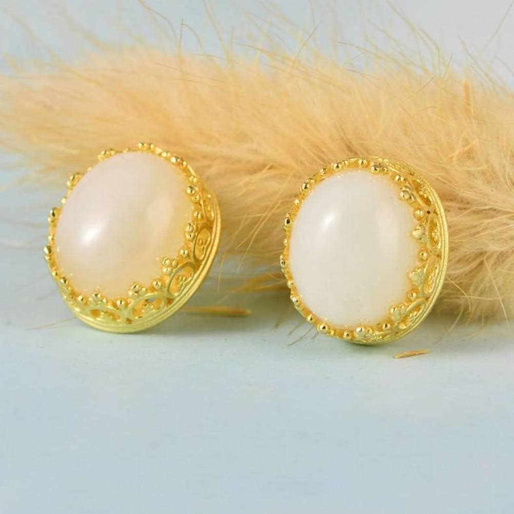 Ears925 Sterling Silver Retro Temperament Female Silver Gilded Nephrite Ear Stud Earear Jewelry/Silver-Plated Ears