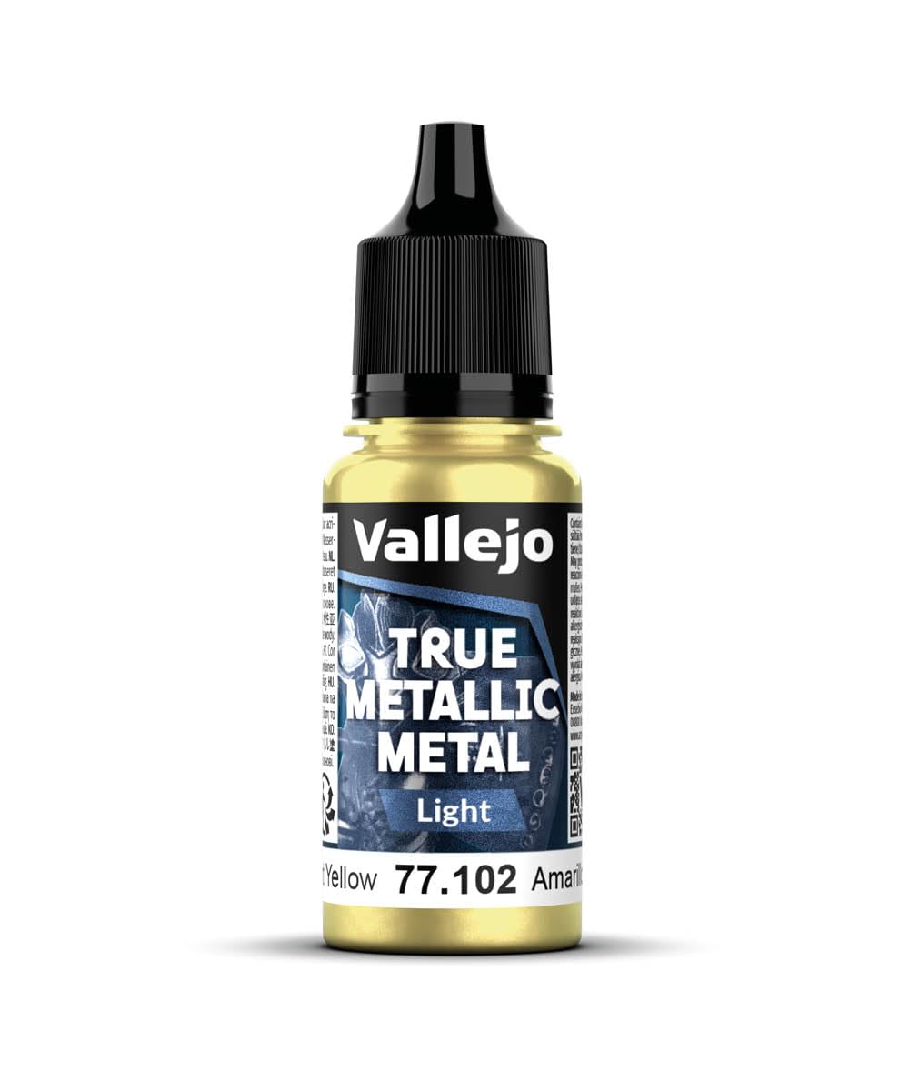 Vallejo True Metallic Paint Radiant Yellow 18 ml, Luminous Finish for Blending and Mixing, Brush Application, Ideal for Modeling and Crafts — image 1