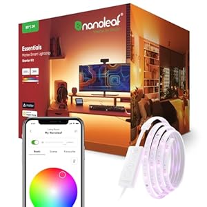 Nanoleaf Essentials Matter Bluetooth & Thread Smart LED Lightstrip 80″ Smarter Kit (2m) – RGB & Whites, Controller, App & Voice Control (Works with Apple Home, Google Home, Samsung SmartThings)