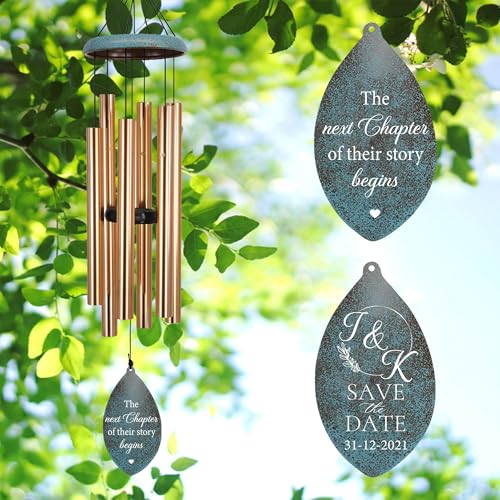 Image of ASTARIN Wedding Gifts Wind Chime, Personalized Names & Date Wind Chimes Gifts for Couple 2024, Wedding Gift for Newlywed Bride Groom, Engagement Gift Valentine's Day Anniversary