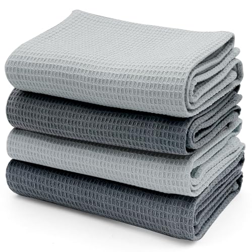 Torchons de Cuisine, Torchon Vaisselle de 45x65cm, Lot de 4 Essuie Main Cuisine 100% Coton, Torchons en Coton durables et Super absorbants