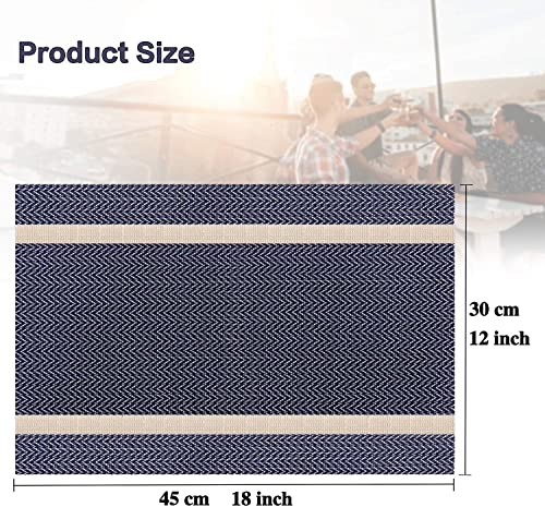 Image of Dining Table Placemats & Runner Set - Heat Resistant, Washable & Stain Resistant Woven Vinyl Mats | Table Runner & 6 Placemats Set for Stylish Dining (45x30 cm Placemats, 180x30 cm Runner)
