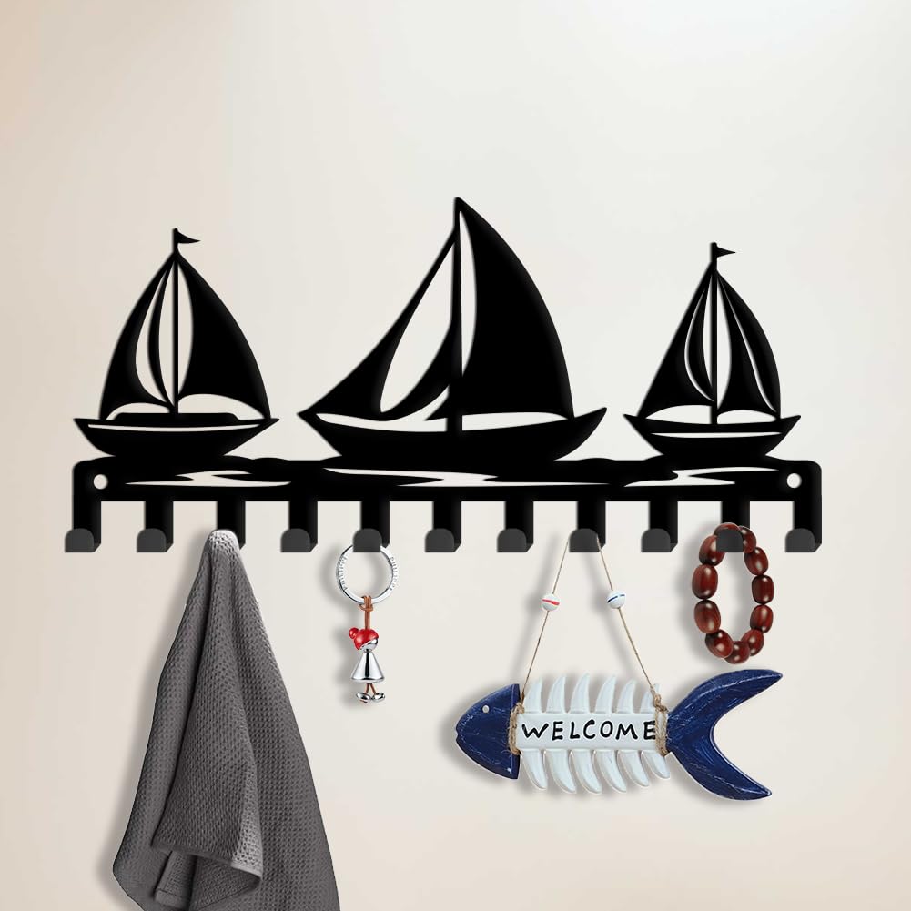 SUPERDANT Portachiavi da Parete Tre Appendichiavi da Parete Prta Chiavi Ingresso Casa Porta Chiavi da Muro per Casa di Barca A Vela di Barca A Vela Gancio Decorativo per Cani Regalo Da Cucina