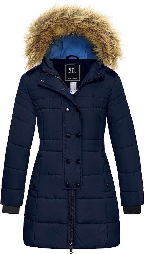 ZSHOW Cappotto Lungo Invernale Caldo Parka con Cappuccio in Pelliccia Sintetica Giacca Imbottita Spessa Antivento Capispalla Idrorepellente Bambina