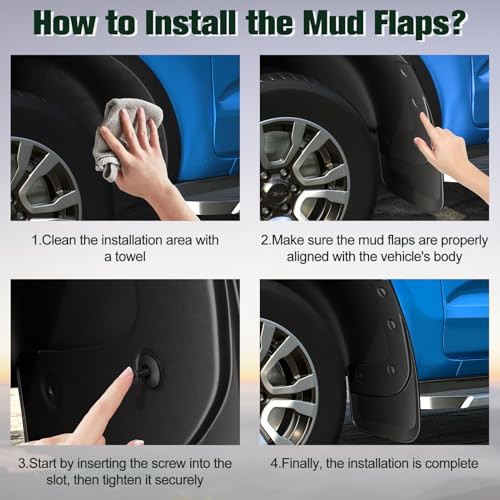 Image of 2024-2025 Ford Ranger Mud Flaps - 4PCS Front & Rear Splash Guards for XL /XLT /Lariat, No Drill Required, All Weather Protector Splash Guard Fenders, Not for Raptor (with Wheel Flare)