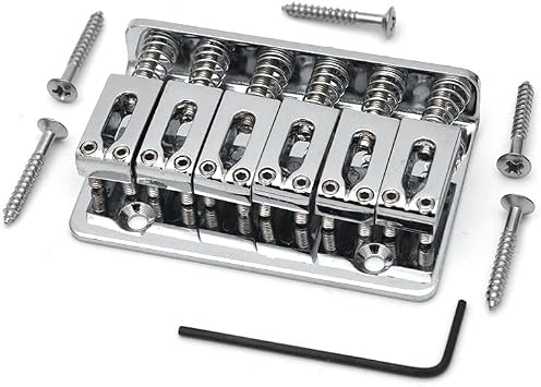 MAXCHEER 65mm Metal Fixed Hard Tail Saddle Bridge Top Load Guitar Tailpiece for 6 String Electric or Strut Guitar Chrome