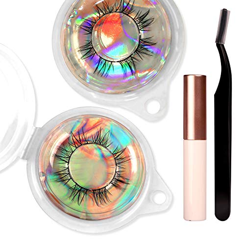 Individual Lashes Kit, Lashes Extension Kit, Natural Clusters Eyelashes with Glue, Eyelashes Extension Kit Home Use with Tweeters - Fast Grafting