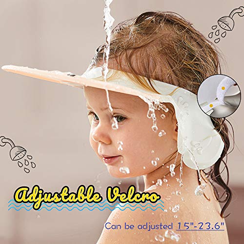 Baby Shower Hat Baby Shampoo Cap for Toddler, Infants Soft Protection Funny Safety Visor Cap, Silicone Kids Bathing Hat for Shower Pink