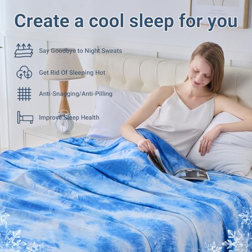 Image of Cooling Blanket for Hot Sleepers Queen Size 90 inchx90 inch, Summer Ice Cold Blanket Absorbs Heat to Keep Body Cool for Night Sweats, Lightweight Breathable Cold Blankets for Sleeping Bed & Sofa