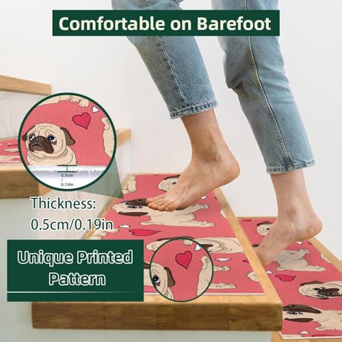 Alfombras para peldaños de madera antideslizantes con base de sujeción interior 4