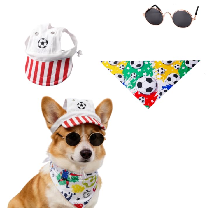 Aribliseza Pañuelo para Perro, 3 Piezas de Ropa para Perros Mundial de Fútbol, Conjunto de Bandanas Reversibles para Perros Medianos de Estilo Aficionado (M)