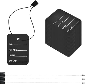 1000 Pcs 7 Inch Hang Tag Strings, Unstrung Price Tags - Nylon String, Snap Lock Pin Loop Fastener Hook Ties for Clothes Black