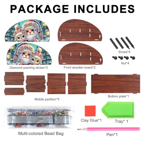 Image of Christmas Diamond Painting kits Organizer Box, Diamond art DIY Santa Claus Special Shape Diamond Partial Mosaic Handmade Making Kit Organizer Box, Home Dining Living Room TableTop Art Decoration