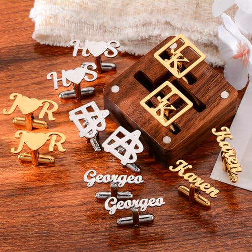 Mancuernillas personalizadas con iniciales para hombres miniatura 2