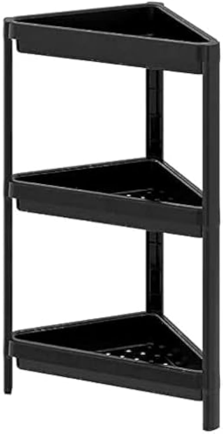 REKO Corner Shelf Bathroom Storage Organizer (33x33x71cm) Black