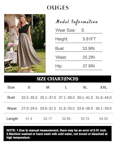 Image of OUGES Women's Maternity Dress Summer Ruffle Sleeve Patchwork Casual Flowy Maxi Dresses with Pockets