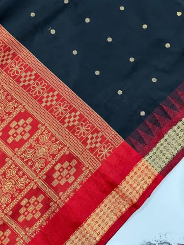 Image of NEW COLLECTION Women's Odisha Handloom Sambalpuri Pata Saree Temple Border Pasapalli Bomkai Buti Boyanika Design Saree Banarasi Soft Papa Silk Simple Ethnic Orissa Sari with Blouse Piece