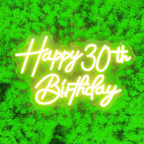 Image of Happy 30th Birthday Neon Sign For Birthday Party16.5 inch*10.5 inch Neon Happy Birthday Led Neon Light For Party Backdrop Wall Decor With Dimmable Switch Birthday Light Up Sign Birthday Gift