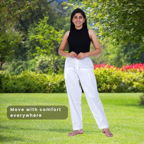 Image of Happy Bunny Salwar Pant - Modern Style Pure Cotton for Women - Ethnic Semi Patiala Trouser - Office,Home - All Day Comfort Wear with Drawstring
