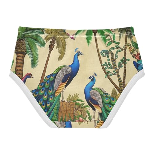 Cotton Girls Underwear Toddlers Tropical Peacock Panties for Girl Cartoon Briefs Kids Undies 2t2