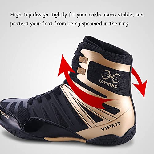 Botas de Boxeo,botas de boxeo,Zapatillas de Lucha de Suela de Goma y Malla Transpirable para Entrenamiento de Lucha Boxeo Ejercicio Fitness Artes Marciales Muay Thai,Hombres Mujeres Adultos,36-47 EU - imagen 4