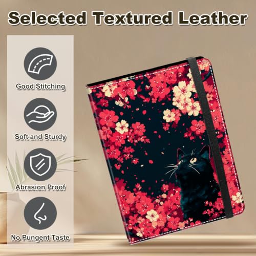 Image of Photo Album 4x6 120 Photos with Strong Elastic Band, Cherry Blossom Cat | Large Capacity Premium Leather Picture Album, Portable Wallet Albums Photo Book for Family Anniversaries Wedding Baby