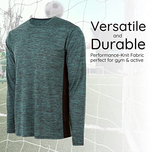 Essential Elements Boys Active Shirt - Quick-Dry Athletic Workout Training Stretch Crew Neck Long Sleeve Top 5 Pack3