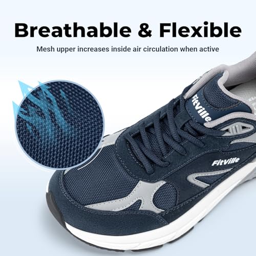 Image of FitVille Wide Walking Shoes for Men Extra Wide Width Sneakers with Arch Support for Flat Feet Heel Pain Relief Plantar Fasciitis - Rebound NEO V1