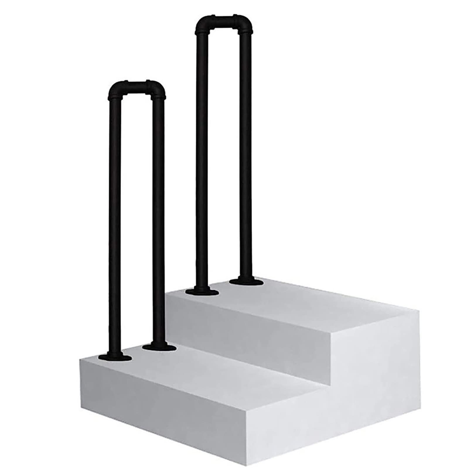 KHLMSRXJ Indoor and Outdoor Stair Handrails, U-Type Transitional Handrail, Handrail Picket Fits 1 Steps Arched Wrought Iron Stair Rail, Hand Rails Matte Black Armrest/55Cm(1.8Ft)