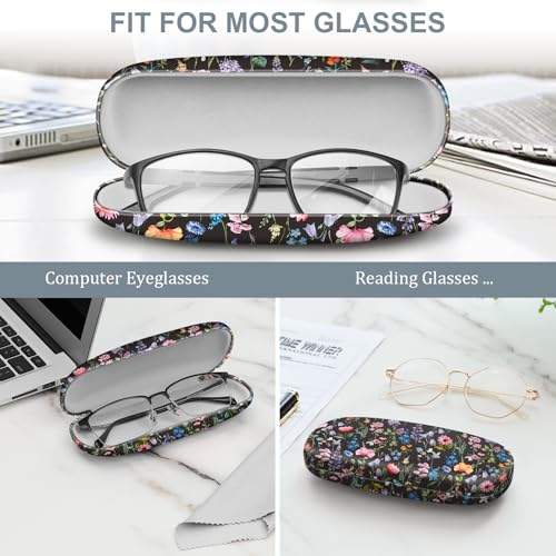 Image of FINTIE Hard Shell Eyeglasses Case, Portable Protective Glasses Cover Eyeglass Holder Box with Cleaning Cloth for Men Women
