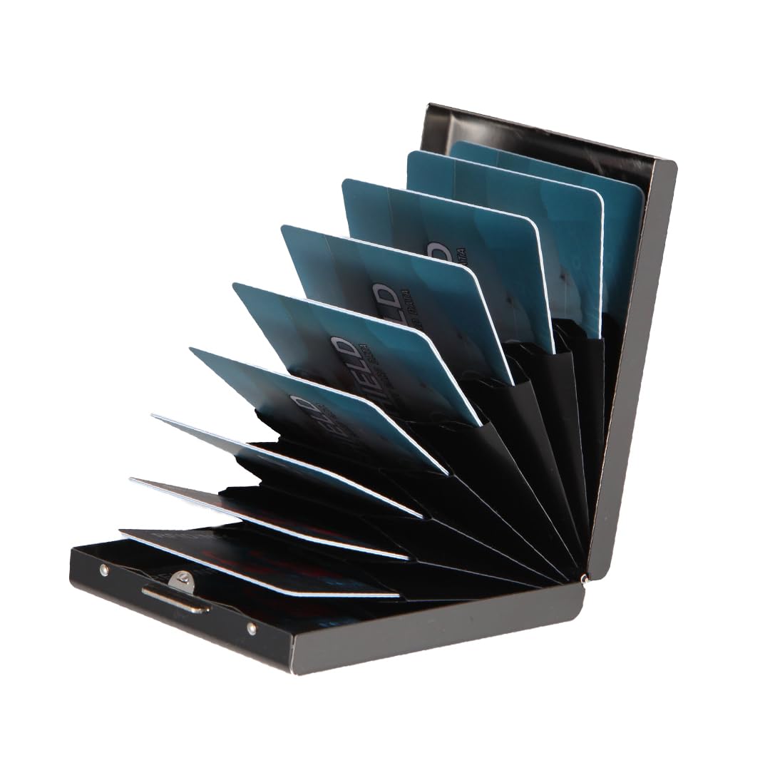 stealodeal RFID Blocking Black stainless steel Debit/Credit/ATM 10 Slot Card Holder for Mens & Women-picture-7