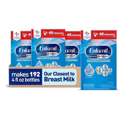 Image of Enfamil Enspire Optimum Baby Formula, with Immune-Supporting Lactoferrin, Our Closest Formula to Breast Milk, Brain Building DHA, Dual Prebiotics, Infant Formula Powder, Baby Milk, 30 Oz, Pack of 4