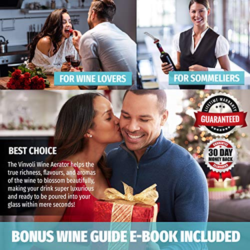 VINVOLI Wine Aerator - New 2021 Luxury Wine Air Aerator - Wine Pourer Wine Pour Spout - Wine Aerators Pourer - Red Wine Decanter with Aerator - Aerator Wine Pourers Pour Spouts - Wine Aerator Pourer
