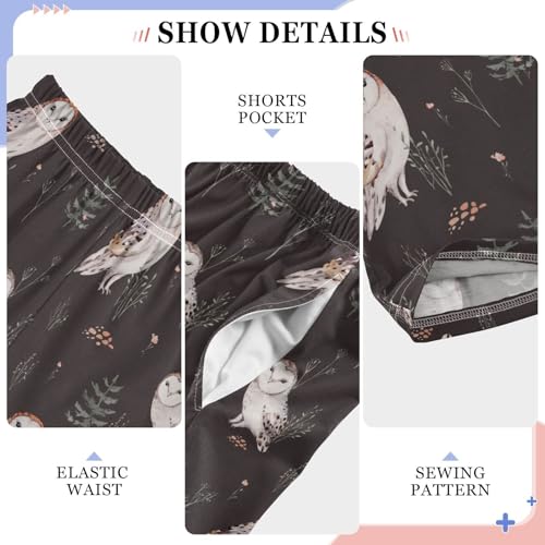 Owl and Tree Boys Long Pants Soft Trousers Elastic Waist Kids Lounge Bottoms with Pockets S-XL4