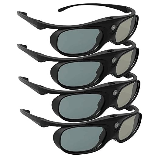 DLP Link 3D Glasses, ELEPHAS 144Hz Rechargeable Active Shutter Eyewear for Most DLP-Link 3D Projectors- Acer, ViewSonic, BenQ Vivitek, Optoma, Panasonic, Dell, Viewsonic (4 Pack)