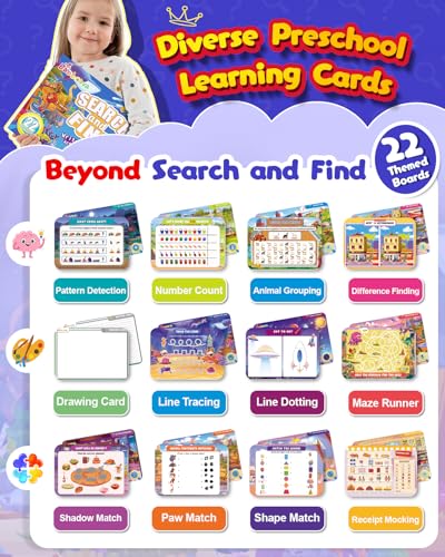 search and find game books - preschool learning activities for kids age 3-8 travel games for or road trip car airplane educational seek activity birthday gifts for boys and girls