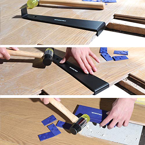 WORKPRO Laminate Wood Flooring Installation Kit with Reinforced Double-Faced Mallet, Heavy Duty Pull Bar, Tapping Block and 30-Piece Spacers Included - Thumbnail 2