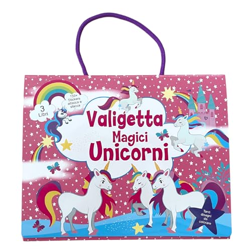 EURO PUBLISHING - Valigetta Magici Unicorni - cm 26,5x21,5 (include 2 libri da colorare+1 sticker book+150 stickers)