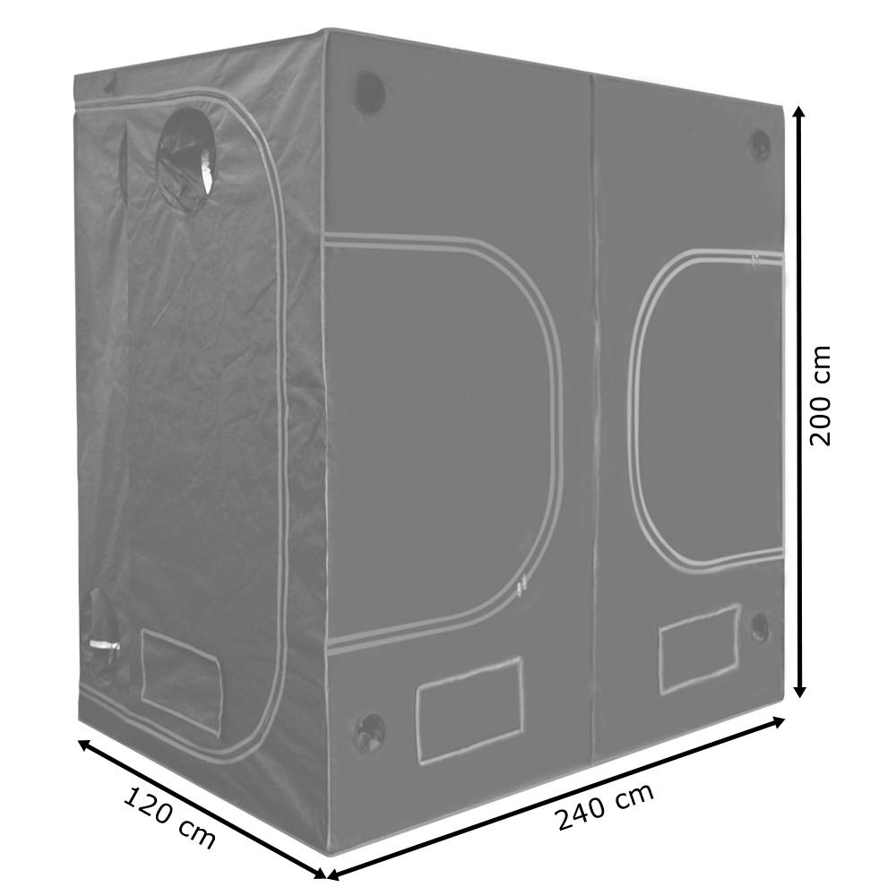 14 Tamaño Hidroponía Grow Tent Caja de Cultivo Interior Invernadero Tienda de Cultivo Gabinete de cría Kingpower, Tamaño:240 x 120 x 200 cm (11)