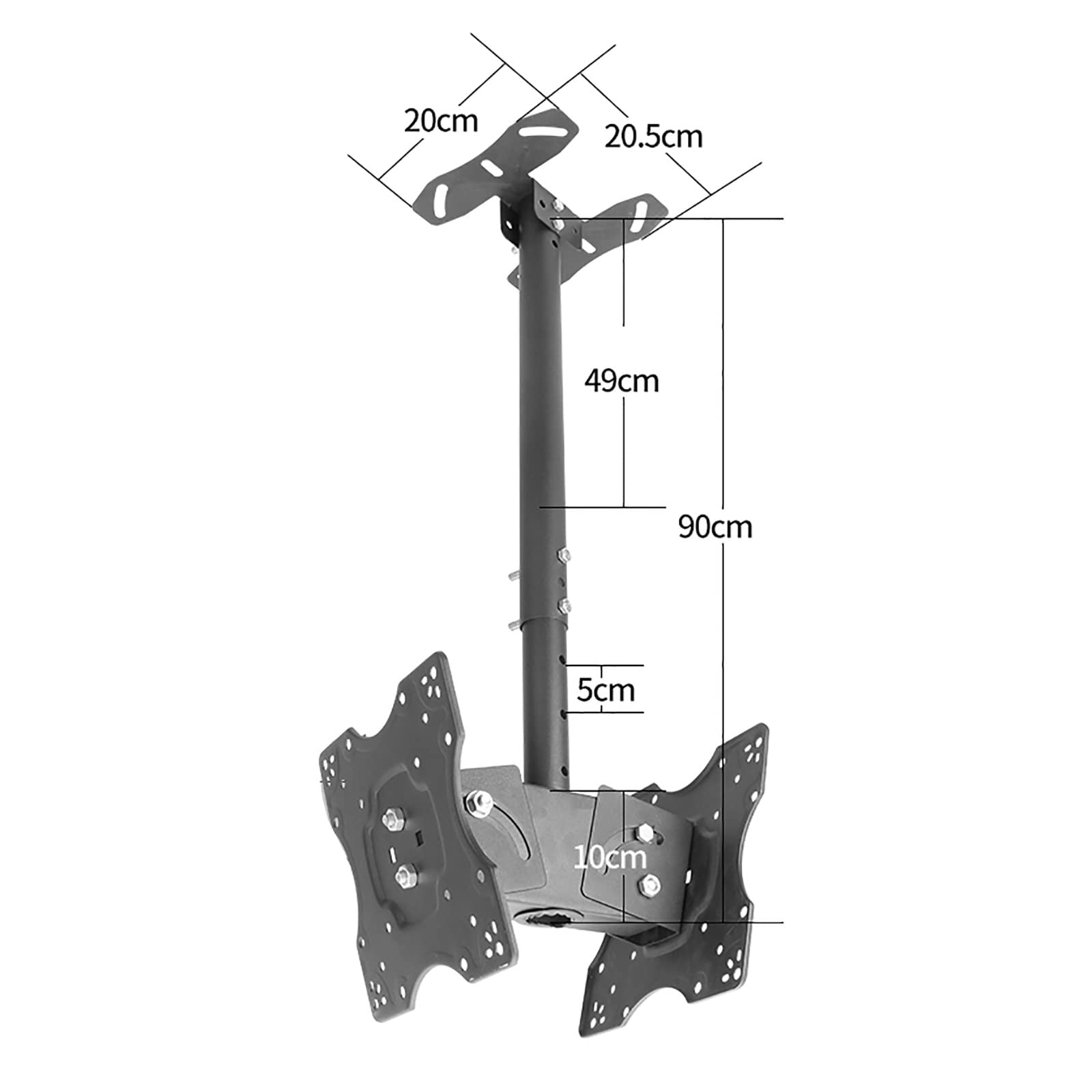 Supporto da soffitto per TV a Schermo Piatto da 20-32 Pollici con Movimento Completo, orientabile e inclinabile a 360°, Estensibile Fino a 2 m. Perfetto per casa e uffici
