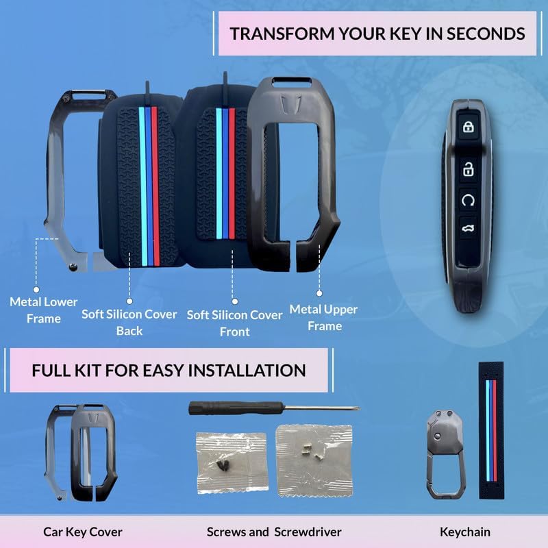 Image of NEODRIFT 'KeyShield' Car Key Cover for Kia Seltos (Shape 1, 04 Buttons) (Durable, Stylish and 360 Protection)