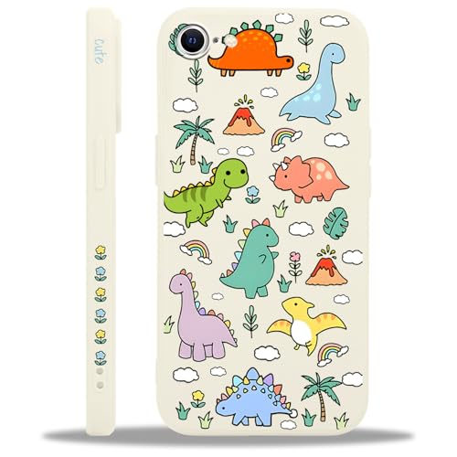 Yoedge Cover per iPhone 16e/SE 4/SE 2025 con Anime Aesthetic Disegni Dinosauri Nuvole Motivo, Sottile Morbida Silicone Custodia Antiurto Bumper Case per Donne Ragazza per iPhone SE 4 6,1',Colorato