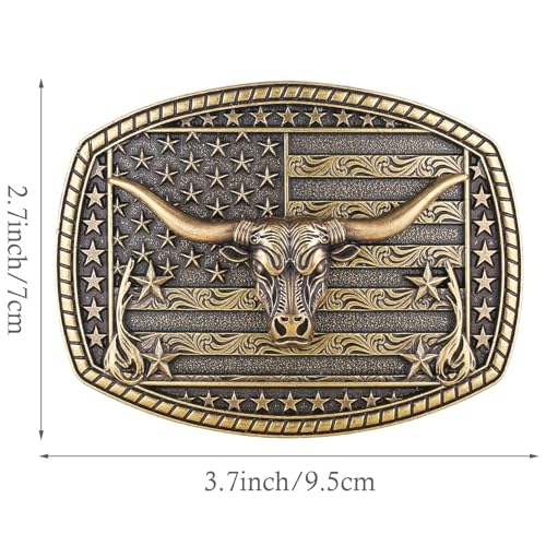 Image of Cowboy Belt Buckle for Men Western Cowgirl Rodeo Longhorn Bull Belt Buckles