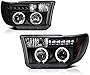 [For 2007-2013 Toyota Tundra & 2008-2017 Sequoia] LED Halo Ring Black Projector Headlight Headlamp Assembly, Driver & Passenger Side