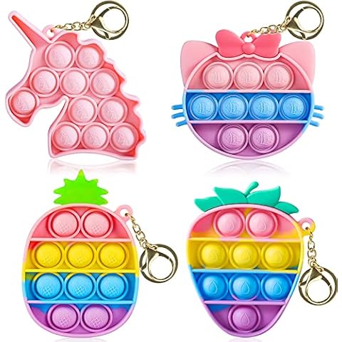 Learay Pop Pack Rainbow Bubble Fidget Sensory Toy, Push Cheap Popper Bubbles Popping Toy Cheap Popper Fidget Toy Pack Stress Relief Tool Office School Game for Girls (Small 4 Pack) Cover