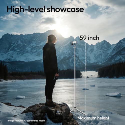 Image of ULANZI Magnetic Phone Tripod 60'' Selfie Stick Auto Open Extendable Stand | Auto Open Tripod, N52 Magnet for Magsafe iPhone Mount, 360 Adjustment Aluminum, Creator Vlog Travel Desk Outdoor Use, White