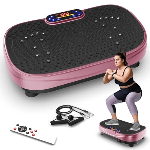 SAVEYOUR Vibrationsplatte-Rüttelplatte Sport für Zuhause mit Widerstandsbändern & Fernbedienung für Ganzkörpertraining (Rosenrot) SAVEYOUR Vibrationsplatte-Rüttelplatte Sport für Zuhause mit Widerstandsbändern & Fernbedienung für Ganzkörpertraining (Rosenrot)