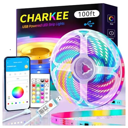 Led Lights Bluetooth 65.6ft, Charkee Led Strip Lights RGB Lights, Color Changing Flexible Led Light with Remote for Kitchen, Bedroom, Living Room, Bar, Party Decoration