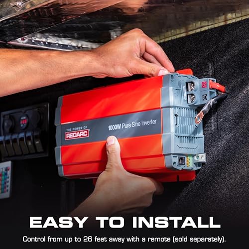 Image of REDARC 1500W Pure Sine Wave Inverter, 12V DC to 110 / 120V AC Power Converter, Portable Power Inverter, Connects to Car Battery System, Adapter for Camper, RV, Truck, Off-Grid Camping