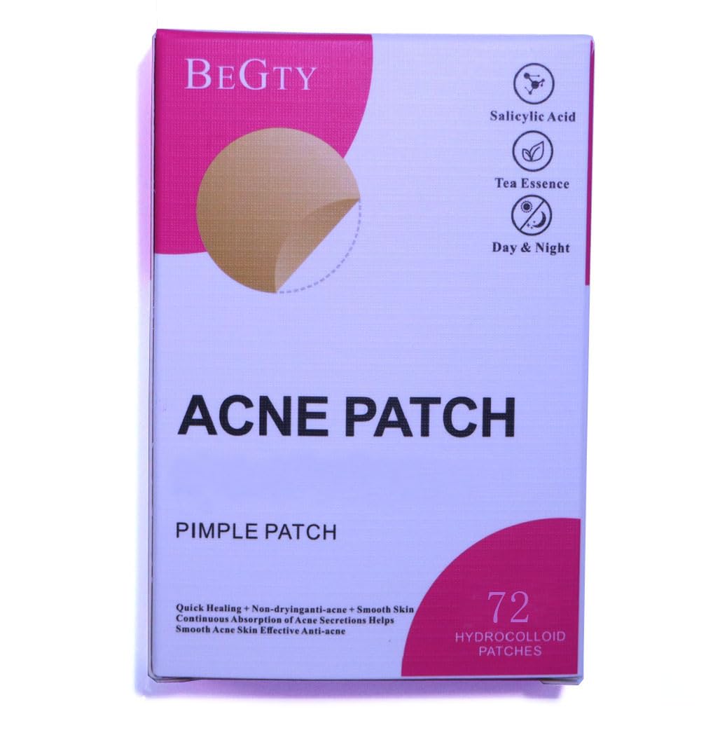Cosmetics - Hydrocolloid Acne Pimple Patch for Covering Zits and Blemishes, Spot Stickers for Face and Skin, Vegan-friendly and Not Tested on Animals (72pcs)